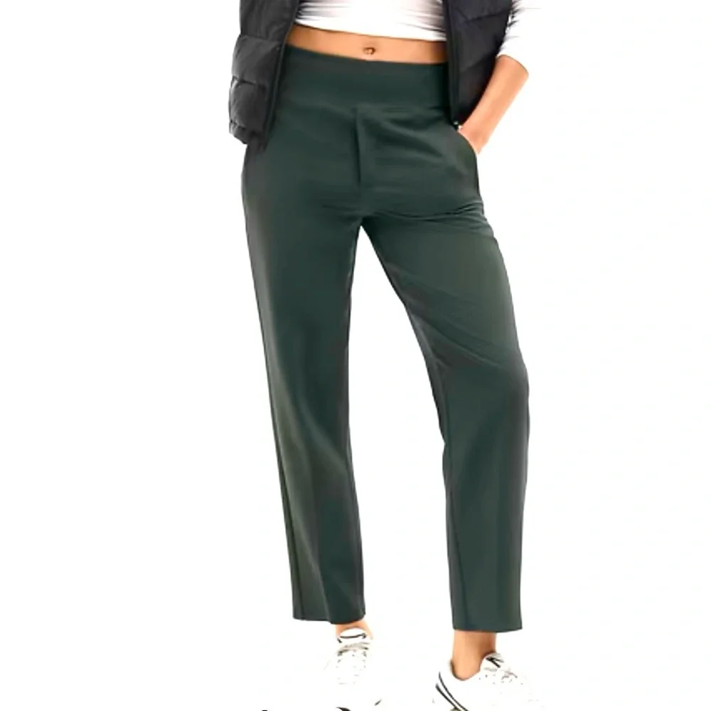 Athleta Endless High Rise Pant Army green Slim straight leg Pull on Womens 4 - Picture 11 of 11